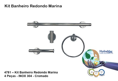 Kit Banheiro Redondo Marina Cromado - 4781 - Imagem 2