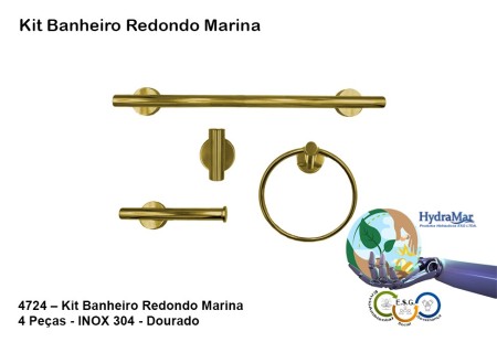 Kit Banheiro Redondo Marina Dourado - 4724 - Imagem 2