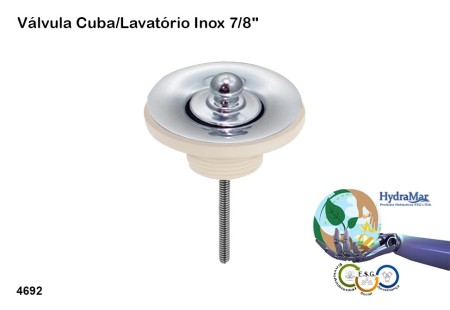 Válvula Cuba/Lavatório Inox 7/8" - 4692 - Imagem 2